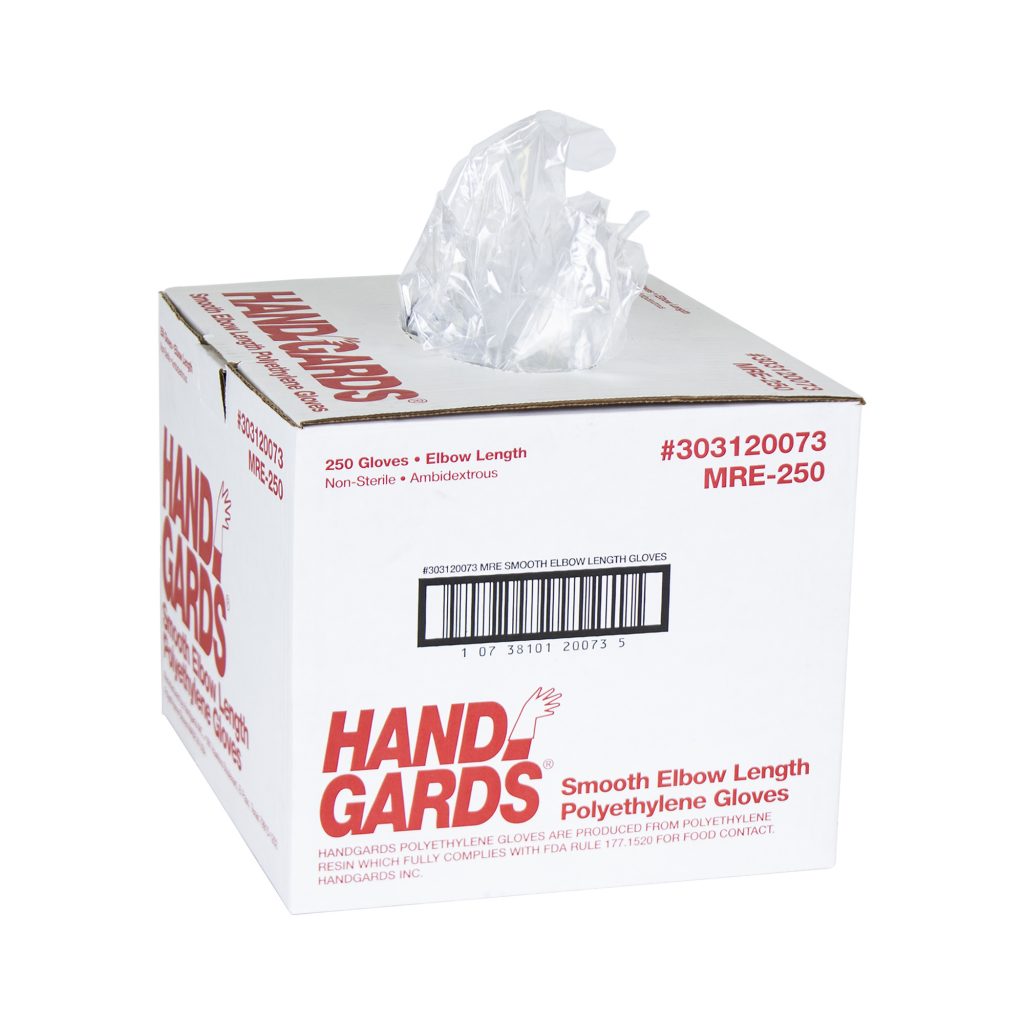 Handgards® Poly Disposable Elbow Length Gloves Handgards® First in