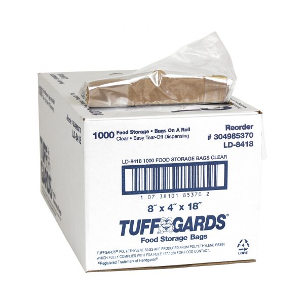 304985370 - Tuffgards® Low Density Disposable Food Storage Bags – LD8418 – 8″ x 4″ x 18″