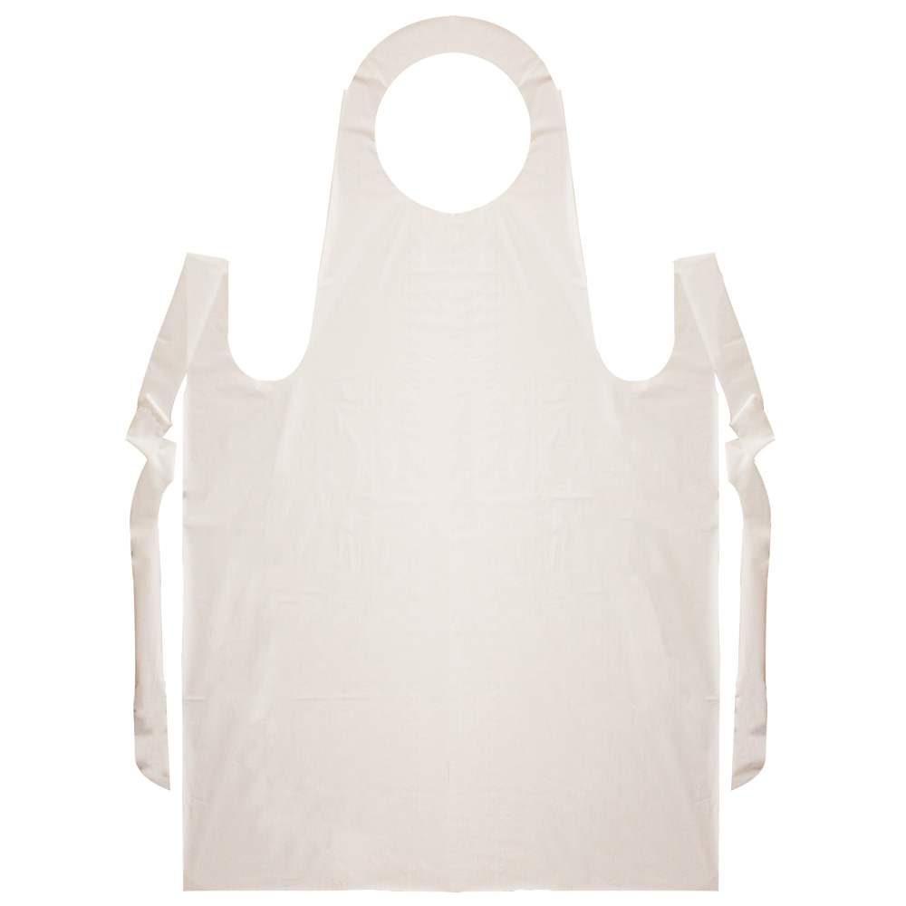 1000 White Disposable Plastic Aprons Polythene Flat Packed