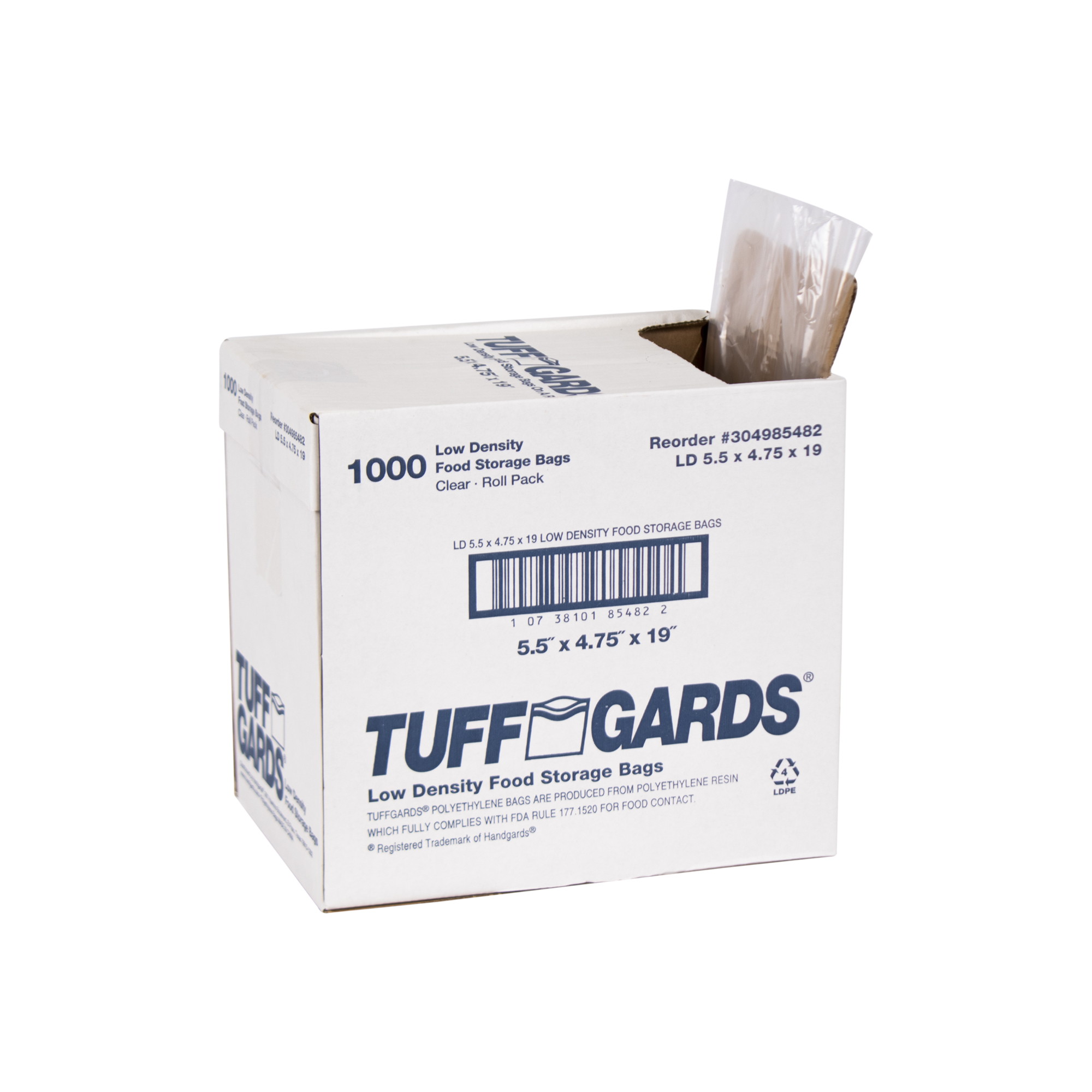 Tuffgards® Low Density Disposable Food Storage Bags – LD5.5 – 5.5″ x 4.75″  x 19″ – Handgards®
