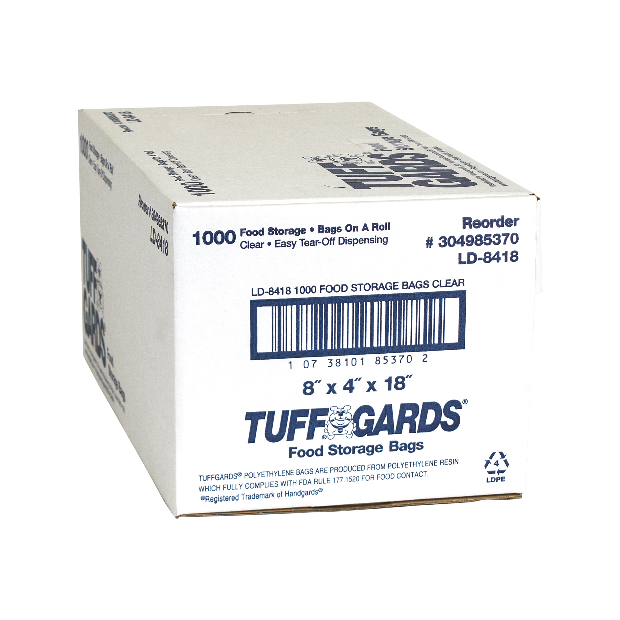 Tuffgards® Low Density Disposable Food Storage Bags – LD5.5 – 5.5″ x 4.75″  x 19″ – Handgards®