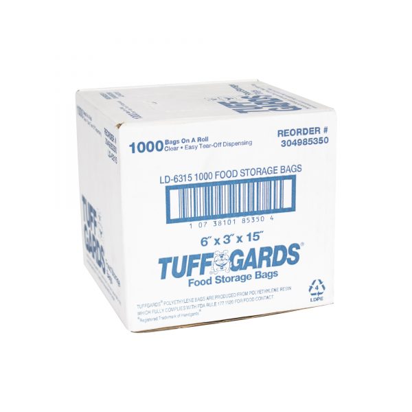 Tuffgards® Low Density Disposable Food Storage Bags – LD8315- 8″ x 3″ x 15″  – Handgards®