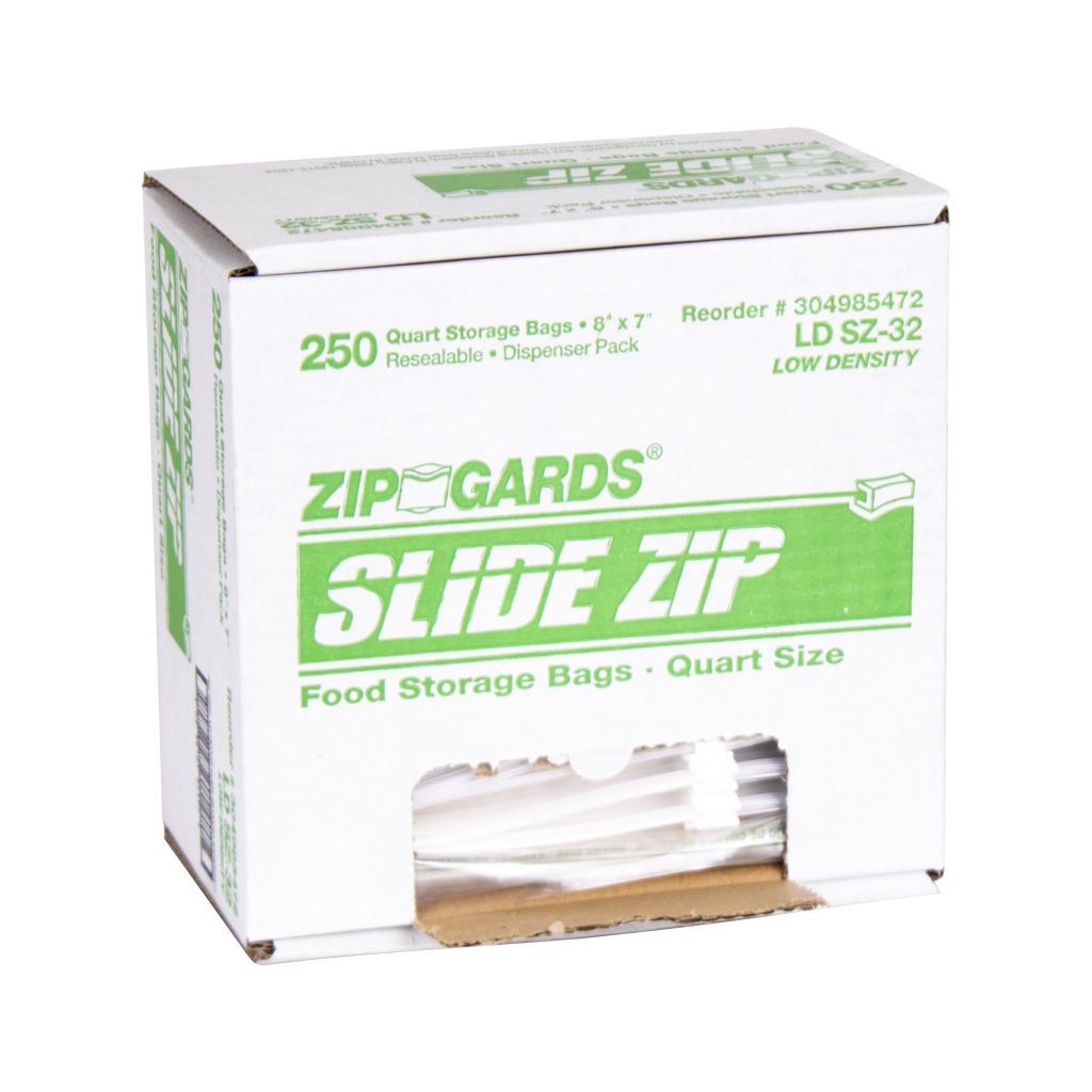 Zipgards® Low Density Slide Zip Disposable Reclosable Bags - Quart